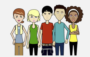 5 animated teenagers used in Algebra 2 Statistics and Probability