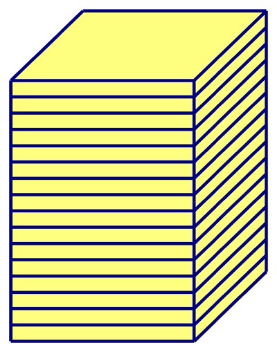 an illustration of a square prism with multiple slices cut and stacked