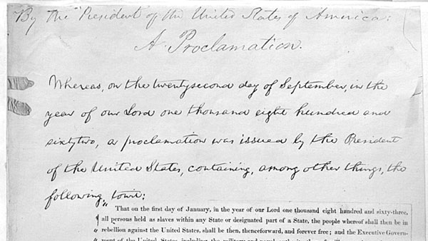 President Lincoln's final hand-written draft of the Emancipation Proclamation