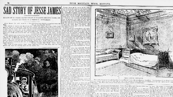 full newspaper spread showing the article from 1899 with illustrations