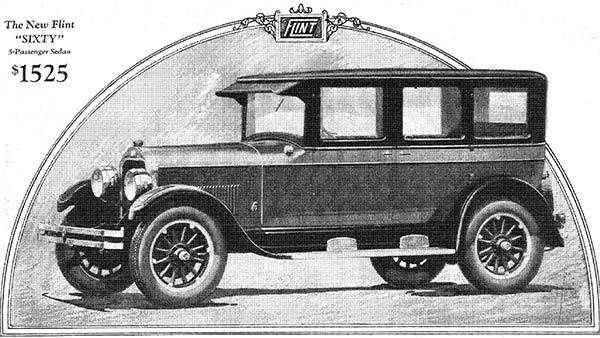 vintage advertisement with a hand-drawn image of an automobile