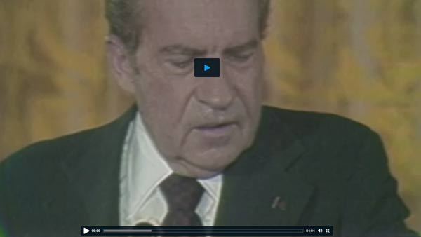 screenshot of video of Nixon addressing the camera