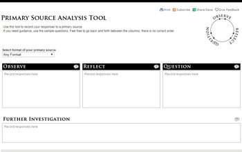 image of LOC's Primary Source Analysis Tool