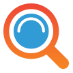 image of an orange and blue magnifying glass