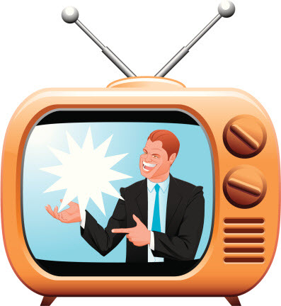 illustration of salesman on tv