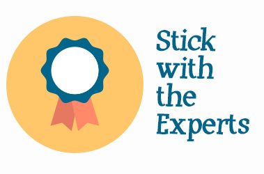 graphic of a blue award ribbon and the text 'Stick with the experts' 